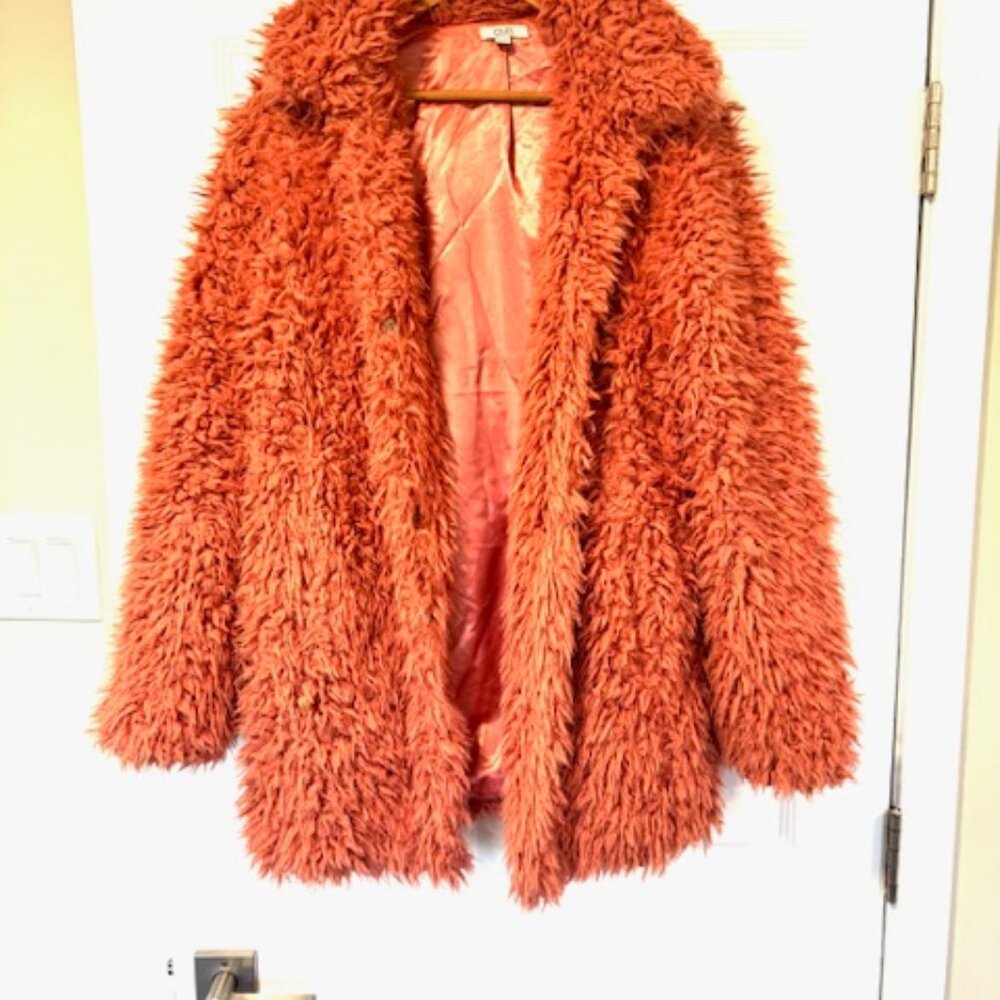 Dark Pink Faux Fur Women's Coat